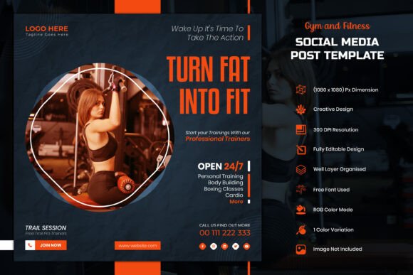 Download Gym Fitness Social Media Post Template - Media post Collection