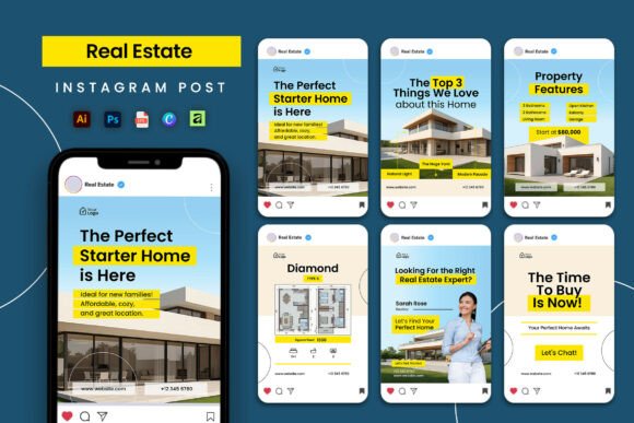 Download Blue Sky Real Estate Social Media Post - Media post Collection