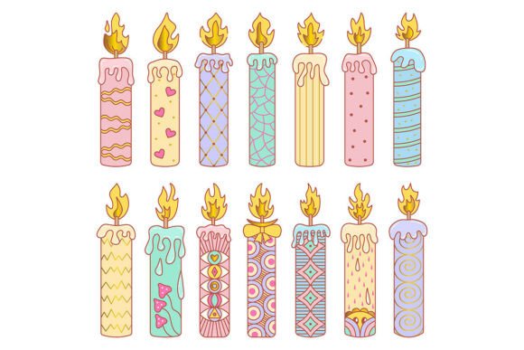 Download Big Color Long Candle Vector Set - Vector Collection
