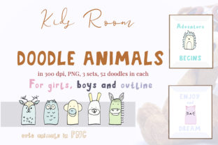 Download 52 Doodle Animals Graphics Set - Graphics set Collection