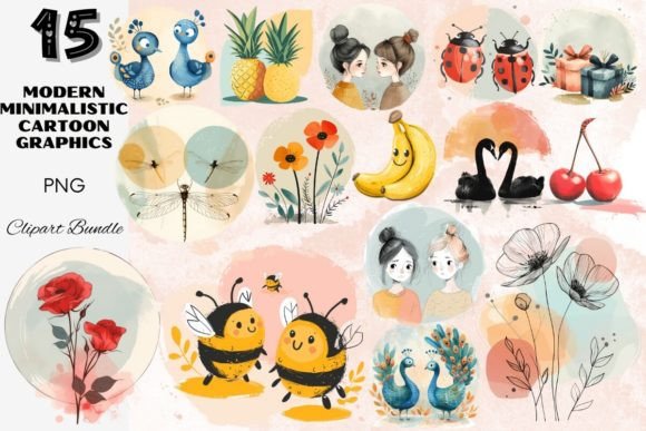 Download Modern Minimalistic Cartoon Graphics Set - Graphics set Collection
