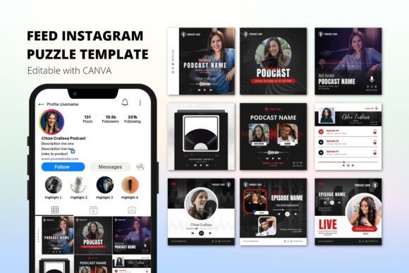 Download Feeds Puzzle Instagram Podcast Canva - Feed Collection