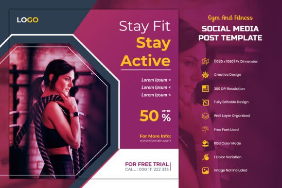 Download Gym Fitness Social Media Post Template - Media post Collection