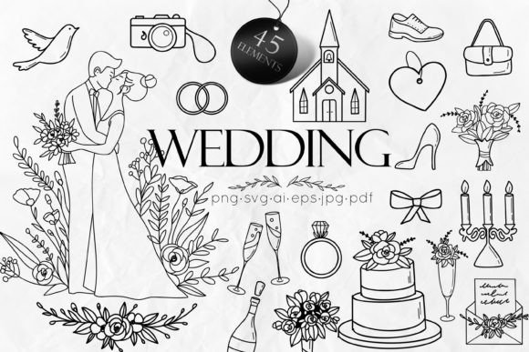 Download Wedding Doodle Illustrations Vector - Vector Collection