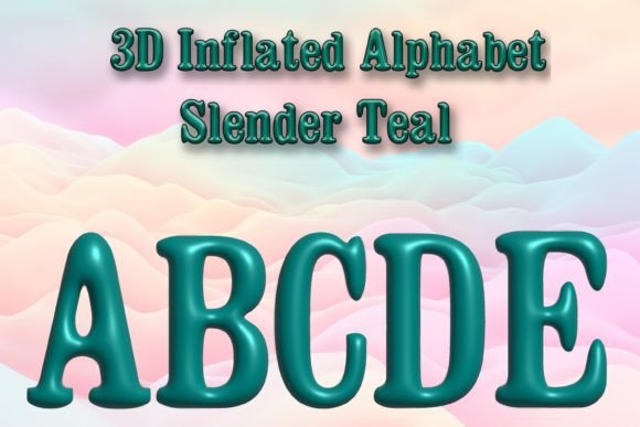 Download 3D Inflated Alphabet - Slender Teal - Slender Collection