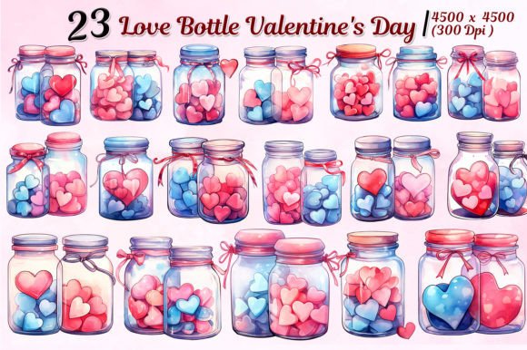 Download Love Bottle Valentine's Day Graphics Set - Graphics set Collection